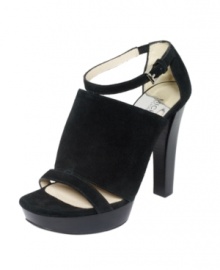 A majorly chunky strap is framed by thin ones above and below for a unique look. Step into MICHAEL by Michael Kors' Dalia platform pumps and watch the heads turn. A majorly chunky strap is framed by thin ones above and below for a unique look. Step into MICHAEL by Michael Kors' Dalia platform pumps and watch the heads turn.