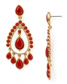 Lauren by Ralph Lauren puts a chic spin on this season's global influences with these chandelier earrings, accented by striking coral cabochons. Lauren by Ralph Lauren puts a chic spin on this season's global influences with these chandelier earrings, accented by striking coral cabochons.