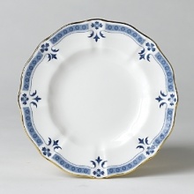 Though Grenville's geometric shapes and studs, set in a narrow border, lend the pattern a modern feel, the stylish leaf and flower elements closely follow classic Derby tradition. Though Grenville's geometric shapes and studs, set in a narrow border, lend the pattern a modern feel, the stylish leaf and flower elements closely follow classic Derby tradition.