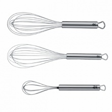 Since 1853 WMF has produced quality-designed products for professional and home use. In keeping with tradition the Profi Plus line of kitchen tools and gadgets are produced and tested with key factors that affect cooking performance: weight, balance, size. The result is over 100 perfect designed tools to choose from - Variety is the spice of life. These whisks are 18/10 stainless steel, dishwasher safe. Since 1853 WMF has produced quality-designed products for professional and home use. In keeping with tradition the Profi Plus line of kitchen tools and gadgets are produced and tested with key factors that affect cooking performance: weight, balance, size. The result is over 100 perfect designed tools to choose from - Variety is the spice of life. These whisks are 18/10 stainless steel, dishwasher safe.