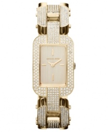 A feminine timepiece from Michael Kors' Brit collection heavily embellished with Swarovski elements.