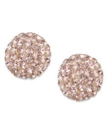 Belle of the ball. Swarovski's trendy pair of pierced stud earrings is easy to wear with virtually any outfit. A ball of vintage rose crystal pointiage glitters on each 22k gold-plated stud. Approximate diameter: 3/4 inch. Belle of the ball. Swarovski's trendy pair of pierced stud earrings is easy to wear with virtually any outfit. A ball of vintage rose crystal pointiage glitters on each 22k gold-plated stud. Approximate diameter: 3/4 inch.