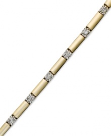Red carpet-ready style. Round-cut diamonds (1 ct. t.w.) take center stage on Yell'Ora's stunning dot dash bracelet. Base metal made from a combination of pure gold, sterling silver and palladium. Approximate length: 7-1/2 inches. Red carpet-ready style. Round-cut diamonds (1 ct. t.w.) take center stage on Yell'Ora's stunning dot dash bracelet. Base metal made from a combination of pure gold, sterling silver and palladium. Approximate length: 7-1/2 inches.