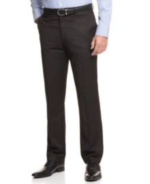 With a slim fit and a subtle pinstripe, these pants from Perry Ellis are modern minimalism at its finest. With a slim fit and a subtle pinstripe, these pants from Perry Ellis are modern minimalism at its finest.