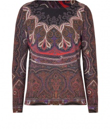 A lovely paisley print covers this luxe cashmere-blend top from Etro - Bateau neck, long sleeves, all-over print, relaxed silhouette - Wear with cropped trousers, a blazer, and peep-toe pumps A lovely paisley print covers this luxe cashmere-blend top from Etro - Bateau neck, long sleeves, all-over print, relaxed silhouette - Wear with cropped trousers, a blazer, and peep-toe pumps