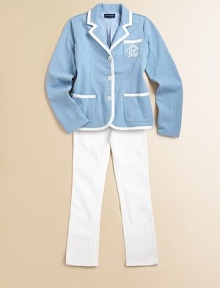 White cotton denim is rendered in the perfect skinny leg for a classic, must-have style.Front button closureZip flyAdjustable waistband with belt loopsFive-pocket styleBack logo patch99% cotton/1% elastaneMachine washImported White cotton denim is rendered in the perfect skinny leg for a classic, must-have style.Front button closureZip flyAdjustable waistband with belt loopsFive-pocket styleBack logo patch99% cotton/1% elastaneMachine washImported