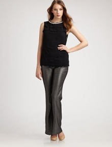 An embellished neckline and rows of scalloped fabric create an impeccably designed top. Round collarSleevelessPull-on styleTriacetateDry cleanImported Model shown is 5'10 (177cm) wearing US size 4. An embellished neckline and rows of scalloped fabric create an impeccably designed top. Round collarSleevelessPull-on styleTriacetateDry cleanImported Model shown is 5'10 (177cm) wearing US size 4.
