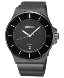 A stainless steel watch from Seiko blacked out for added style. A stainless steel watch from Seiko blacked out for added style.
