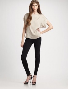 Sumptuous satin is rendered into a purely elegant and flowy silhouette. Boatneck Short sleeves 73% acrylic/27% viscose Dry clean Made in the USA of imported fabric Sumptuous satin is rendered into a purely elegant and flowy silhouette. Boatneck Short sleeves 73% acrylic/27% viscose Dry clean Made in the USA of imported fabric