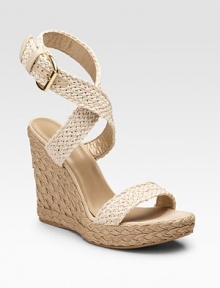 A crocheted ankle-strap design with leather details and roped, rural-inspired wedge.Roped wedge heel, 4¾ (120mm) Roped platform, 1¼ (30mm) Compares to a 3½ heel (90mm) Open toe Adjustable strap with buckle Cotton upper Leather lining Padded insole Rubber sole Made in SpainOUR FIT MODEL RECOMMENDS ordering true size.. A crocheted ankle-strap design with leather details and roped, rural-inspired wedge.Roped wedge heel, 4¾ (120mm) Roped platform, 1¼ (30mm) Compares to a 3½ heel (90mm) Open toe Adjustable strap with buckle Cotton upper Leather lining Padded insole Rubber sole Made in SpainOUR FIT MODEL RECOMMENDS ordering true size..