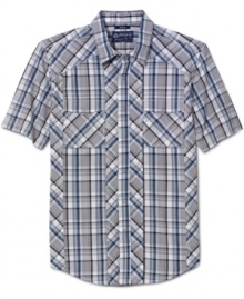 Warm weather calls for cool, classic patterns like this plaid shirt from American Rag. Warm weather calls for cool, classic patterns like this plaid shirt from American Rag.