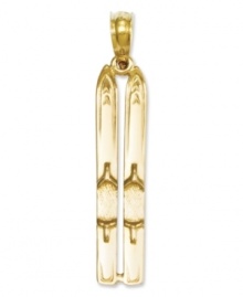 Conquer the mountains in style with this cute charm. A 3D design displays a set of skis in 14k gold. Chain not included. Approximate length: 1-1/10 inches. Approximate width: 1/5 inch. Conquer the mountains in style with this cute charm. A 3D design displays a set of skis in 14k gold. Chain not included. Approximate length: 1-1/10 inches. Approximate width: 1/5 inch.