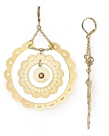 Aqua strikes the perfect balance between glamour and femininity with these layered filigree hoop earrings. This pair's lacy look perfects statement shine. Aqua strikes the perfect balance between glamour and femininity with these layered filigree hoop earrings. This pair's lacy look perfects statement shine.