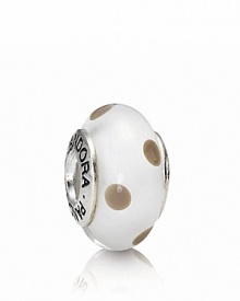 A whimsical murano glass charm with a playful polka dot pattern. Logo-engraved sterling silver trim expresses the PANDORA signature. A whimsical murano glass charm with a playful polka dot pattern. Logo-engraved sterling silver trim expresses the PANDORA signature.