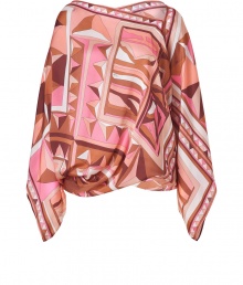 Hippie style gets a haute remix with this boho-inspired printed dolman sleeve top from Emilio Pucci - Asymmetrical V-neckline, long draped dolman sleeves, asymmetrical handkerchief-style hem, allover print - Oversized silhouette - Style with skinny jeans or leather leggings and peep-toe booties Hippie style gets a haute remix with this boho-inspired printed dolman sleeve top from Emilio Pucci - Asymmetrical V-neckline, long draped dolman sleeves, asymmetrical handkerchief-style hem, allover print - Oversized silhouette - Style with skinny jeans or leather leggings and peep-toe booties