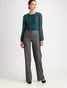 Richly-hued silk georgette, tailored with an artfully pleated front panel.Jewel necklinePleated bibConcealed button frontLong sleeves with button cuffsAbout 25 from shoulder to hemSilkDry cleanImportedModel shown is 5'10½ (177cm) wearing US size 4. Richly-hued silk georgette, tailored with an artfully pleated front panel.Jewel necklinePleated bibConcealed button frontLong sleeves with button cuffsAbout 25 from shoulder to hemSilkDry cleanImportedModel shown is 5'10½ (177cm) wearing US size 4.