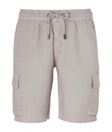 A cool take on cruisewear, Vilebrequins sable linen Bermuda shorts are as versatile as they are chic - Drawstring waistline, cargo patch pockets at sides, side slit pockets, back flap pocket - Classic fit - Wear with a linen button-down and flip-flops