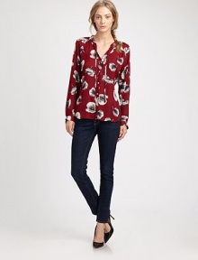 A feminine floral pattern with a modern sensibility, featuring long sleeves and a self-tie neckline, rendered in luxurious silk. Button-frontAttached self tieSilkDry cleanImportedModel shown is 5'9 (175cm) wearing US size Small. A feminine floral pattern with a modern sensibility, featuring long sleeves and a self-tie neckline, rendered in luxurious silk. Button-frontAttached self tieSilkDry cleanImportedModel shown is 5'9 (175cm) wearing US size Small.