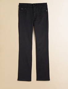 These slim-fitting, straight-leg, five-pocket style jeans are remarkably comfortable in a plush cotton blend.Front button closureWaistband with belt loopsZip flyFive-pocket style98% cotton/2% spandexMachine washImported These slim-fitting, straight-leg, five-pocket style jeans are remarkably comfortable in a plush cotton blend.Front button closureWaistband with belt loopsZip flyFive-pocket style98% cotton/2% spandexMachine washImported