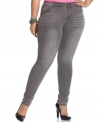 Rock a new shade of denim with Celebrity Pink Jeans' plus size skinny jeans, featuring a gray wash!