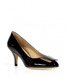 Luxe pumps in fine, supple black patent leather - A ladylike classic that exudes modern chic - Decorative, gold-accented geometric embellishment at round toe - Sturdy, 2.75 heel - Leather upper, lining and sole - Made in Italy - Polished to perfection, ideal for day or evening - Pair with pencil skirts, wide-leg trousers or cocktail dresses Luxe pumps in fine, supple black patent leather - A ladylike classic that exudes modern chic - Decorative, gold-accented geometric embellishment at round toe - Sturdy, 2.75 heel - Leather upper, lining and sole - Made in Italy - Polished to perfection, ideal for day or evening - Pair with pencil skirts, wide-leg trousers or cocktail dresses