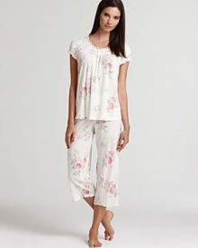 In a soft floral print, Lauren Ralph Lauren's floral print two-piece pajama set calls for breakfast in bed and lazy Sunday mornings. In a soft floral print, Lauren Ralph Lauren's floral print two-piece pajama set calls for breakfast in bed and lazy Sunday mornings.
