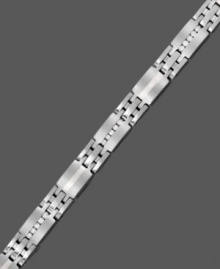 Polished and precise. This stylish men's bracelet features chic rectangular links and round-cut diamonds in a row (1/2 ct. t.w.). Crafted in sterling silver and titanium. Approximate length: 8-1/2 inches. Polished and precise. This stylish men's bracelet features chic rectangular links and round-cut diamonds in a row (1/2 ct. t.w.). Crafted in sterling silver and titanium. Approximate length: 8-1/2 inches.