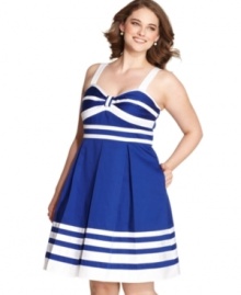 Anchor a super-cute look with Spense's sleeveless plus size dress, accented by a colorblocked pattern. Anchor a super-cute look with Spense's sleeveless plus size dress, accented by a colorblocked pattern.