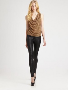 Artful sequins add a shot of shimmer to this sleeveless silk cowlneck top. CowlneckSleevelessSequined silkDry cleanImportedModel shown is 5'10 (177cm) wearing US size Small. Artful sequins add a shot of shimmer to this sleeveless silk cowlneck top. CowlneckSleevelessSequined silkDry cleanImportedModel shown is 5'10 (177cm) wearing US size Small.