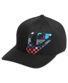 An off center logo that's right on target for Fall: Quiksilver's Flex Fit hat with fabric logo applique. An off center logo that's right on target for Fall: Quiksilver's Flex Fit hat with fabric logo applique.