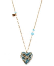 A stunning heartfelt statement. This necklace from Betsey Johnson is crafted from gold-tone mixed metal glass stones along the side on the way to a glass heart pendant with glittery accents. Approximate length: 32 inches + 3-inch extender. Approximate drop: 1-1/2 inches. A stunning heartfelt statement. This necklace from Betsey Johnson is crafted from gold-tone mixed metal glass stones along the side on the way to a glass heart pendant with glittery accents. Approximate length: 32 inches + 3-inch extender. Approximate drop: 1-1/2 inches.