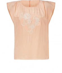 Add feminine flair to your new season style with this lovely top from Ath? by Vanessa Bruno - Round neck with gathering, flutter cap sleeves, lace front detail, boxy fit - Pair with cropped pants or a mini skirt and espadrille wedges Add feminine flair to your new season style with this lovely top from Ath? by Vanessa Bruno - Round neck with gathering, flutter cap sleeves, lace front detail, boxy fit - Pair with cropped pants or a mini skirt and espadrille wedges