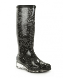 Grace under pressure. Look lovely despite the rain with the adorable print of the Lacey rain boots by Bootsi Tootsi. Grace under pressure. Look lovely despite the rain with the adorable print of the Lacey rain boots by Bootsi Tootsi.