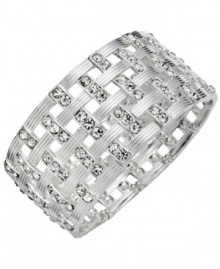 This style reflects good taste! Charter Club's beautifully-crafted bracelet features a crisscross pattern with sparkling glass accents. Set in silver tone mixed metal. Bracelet stretches to fit wrist. Approximate diameter: 2-1/2 inches. This style reflects good taste! Charter Club's beautifully-crafted bracelet features a crisscross pattern with sparkling glass accents. Set in silver tone mixed metal. Bracelet stretches to fit wrist. Approximate diameter: 2-1/2 inches.