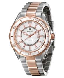 An elegant addition to Bulova's excellent Precisionist watch series: The world's most accurate with a continuously sweeping second hand. Accurate to 10 seconds a year. An elegant addition to Bulova's excellent Precisionist watch series: The world's most accurate with a continuously sweeping second hand. Accurate to 10 seconds a year.
