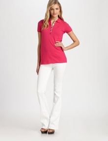 Classic favorite with six-button check placket and logo detail.Polo collarButton placketEmbroidered logoShort sleevesStraight hemAbout 25 from shoulder to hem98% cotton/2% elastaneMachine washImportedModel shown is 5'10½ (179cm) wearing US size Small. Classic favorite with six-button check placket and logo detail.Polo collarButton placketEmbroidered logoShort sleevesStraight hemAbout 25 from shoulder to hem98% cotton/2% elastaneMachine washImportedModel shown is 5'10½ (179cm) wearing US size Small.