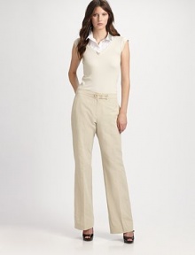 EXCLUSIVELY AT SAKS. Whether it is the shirt-neck styling or the comfortable stretch cotton blend, this design is a winner hands down.V-neckCollar detailCap sleevesAbout 27 from shoulder at hem94% cotton/6% lycra; insert: 78% cotton/17% nylon/5% elastane; collar: 96% silk/4% elastaneMachine washMade in Italy Model shown is 5'10½ (179cm) wearing US size Small. EXCLUSIVELY AT SAKS. Whether it is the shirt-neck styling or the comfortable stretch cotton blend, this design is a winner hands down.V-neckCollar detailCap sleevesAbout 27 from shoulder at hem94% cotton/6% lycra; insert: 78% cotton/17% nylon/5% elastane; collar: 96% silk/4% elastaneMachine washMade in Italy Model shown is 5'10½ (179cm) wearing US size Small.