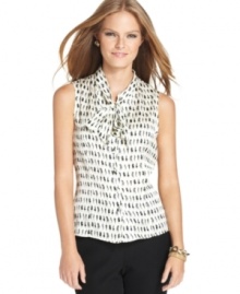 Look closer at the charming print of Tahari by ASL's silky shell and you'll discover the whimsical silhouettes of fashionable ladies of eras past! Look closer at the charming print of Tahari by ASL's silky shell and you'll discover the whimsical silhouettes of fashionable ladies of eras past!