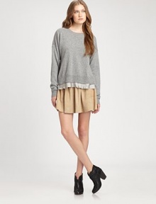 Dropped shoulders, contrast hem and an exposed back zipper rejuvenate this comfy jersey classic. CrewneckDropped shouldersLong sleevesContrast hemBack zipper50% wool/35% modal/10% nylon/5% cashmereDry cleanImportedModel shown is 5'10 (177cm) wearing US size Small. Dropped shoulders, contrast hem and an exposed back zipper rejuvenate this comfy jersey classic. CrewneckDropped shouldersLong sleevesContrast hemBack zipper50% wool/35% modal/10% nylon/5% cashmereDry cleanImportedModel shown is 5'10 (177cm) wearing US size Small.