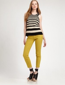Cotton-rich knit scoopneck with a striped front and solid racerback. ScoopneckRibbed hemRacerbackLonger length hits below the hips70% cotton/30% nylonDry cleanImportedModel shown is 5'11 (180cm) wearing US size Small. Cotton-rich knit scoopneck with a striped front and solid racerback. ScoopneckRibbed hemRacerbackLonger length hits below the hips70% cotton/30% nylonDry cleanImportedModel shown is 5'11 (180cm) wearing US size Small.
