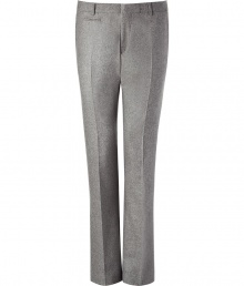 Luxurious pants made ​.​.of fine, grey wool - Modern, slim cut, with flattering creases - Narrow waistband with belt loops - Dream pants for business and afterwards - Look elegant, grown-up, gentlemanly - Wear with a shirt,  cashmere pullover and/or jacket or cardigan