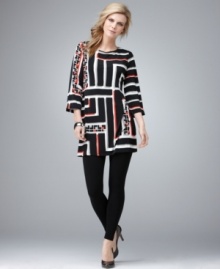 A bold geometric print jazzes up Style&co.'s simple, chic tunic top. Try it with your favorite leggings and jeans for an easy anytime look! A bold geometric print jazzes up Style&co.'s simple, chic tunic top. Try it with your favorite leggings and jeans for an easy anytime look!