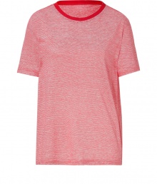 Add a stylish kick to your wardrobe basics with this classic tee from Iro - Crew neck with contrasting red trim, short sleeves, relaxed fit - Wear with high-waisted skinnies, ballet flats, and a statement satchel Add a stylish kick to your wardrobe basics with this classic tee from Iro - Crew neck with contrasting red trim, short sleeves, relaxed fit - Wear with high-waisted skinnies, ballet flats, and a statement satchel