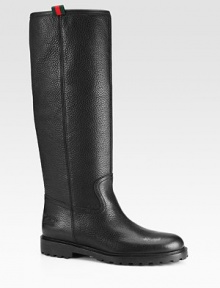 Tall pebble-grain leather design topped with signature web detailing. Rubber heel, 1 (25mm)Shaft, 15½Leg circumference, 15Leather upperPull-on styleLeather liningRubber solePadded insoleMade in ItalyOUR FIT MODEL RECOMMENDS ordering one half size up as this style runs small. Tall pebble-grain leather design topped with signature web detailing. Rubber heel, 1 (25mm)Shaft, 15½Leg circumference, 15Leather upperPull-on styleLeather liningRubber solePadded insoleMade in ItalyOUR FIT MODEL RECOMMENDS ordering one half size up as this style runs small.