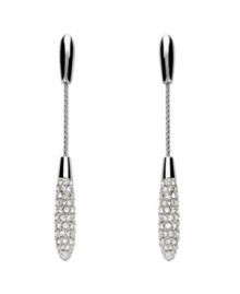 Add an exclamation point to your evening wear in elegant Swarovski drops. Chic, linear design features a sleek silver tone mixed metal setting accented by sparkling crystal drops. Approximate length: 2-1/10 inches. Add an exclamation point to your evening wear in elegant Swarovski drops. Chic, linear design features a sleek silver tone mixed metal setting accented by sparkling crystal drops. Approximate length: 2-1/10 inches.