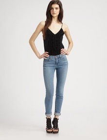 Sleek, ruffle-front design has a v-neck, spaghetti straps and snap closures for your convenience. V-neckSpaghetti strapsSnap crotch closuresBodice: SilkBody: RayonDry cleanImportedModel shown is 5'10 (177cm) wearing US size Small. Sleek, ruffle-front design has a v-neck, spaghetti straps and snap closures for your convenience. V-neckSpaghetti strapsSnap crotch closuresBodice: SilkBody: RayonDry cleanImportedModel shown is 5'10 (177cm) wearing US size Small.