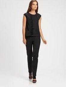 Luxe wool gets a hint of stretch for the ultimate flattering pair with chic ankle slits. Slim fit Side zipper Ankle slits Back waist darts Inseam, about 31 96% virgin wool/4% elastane Dry clean Imported of Italian fabric Luxe wool gets a hint of stretch for the ultimate flattering pair with chic ankle slits. Slim fit Side zipper Ankle slits Back waist darts Inseam, about 31 96% virgin wool/4% elastane Dry clean Imported of Italian fabric
