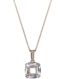 Glittering and glamorous. CRISLU's pendant necklace showcases a stunning large-scale clear cubic zirconia surrounded by dazzling cubic zirconia accents (14-1/2 ct. t.w.). Made in 18k rose gold over sterling silver. Approximate length: 16 inches + 2-inch extender. Approximate drop: 5/8 inch. Glittering and glamorous. CRISLU's pendant necklace showcases a stunning large-scale clear cubic zirconia surrounded by dazzling cubic zirconia accents (14-1/2 ct. t.w.). Made in 18k rose gold over sterling silver. Approximate length: 16 inches + 2-inch extender. Approximate drop: 5/8 inch.
