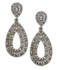 Intricate beauties, from Charter Club. These drop earrings are designed in a teardrop silhouette with cut-out detail and crystal accents. Crafted in imitation rhodium-plated mixed metal. Approximate drop: 2 inches. Intricate beauties, from Charter Club. These drop earrings are designed in a teardrop silhouette with cut-out detail and crystal accents. Crafted in imitation rhodium-plated mixed metal. Approximate drop: 2 inches.