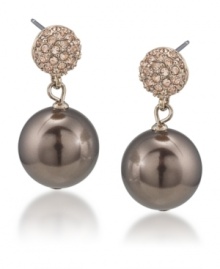 Twice as nice. Carolee's elegant double drop earrings feature luminous glass pearls and sparkling post details. Crafted in gold tone mixed metal, they're suitably stylish for daytime or evening. Approximate drop: 1 inch. Twice as nice. Carolee's elegant double drop earrings feature luminous glass pearls and sparkling post details. Crafted in gold tone mixed metal, they're suitably stylish for daytime or evening. Approximate drop: 1 inch.